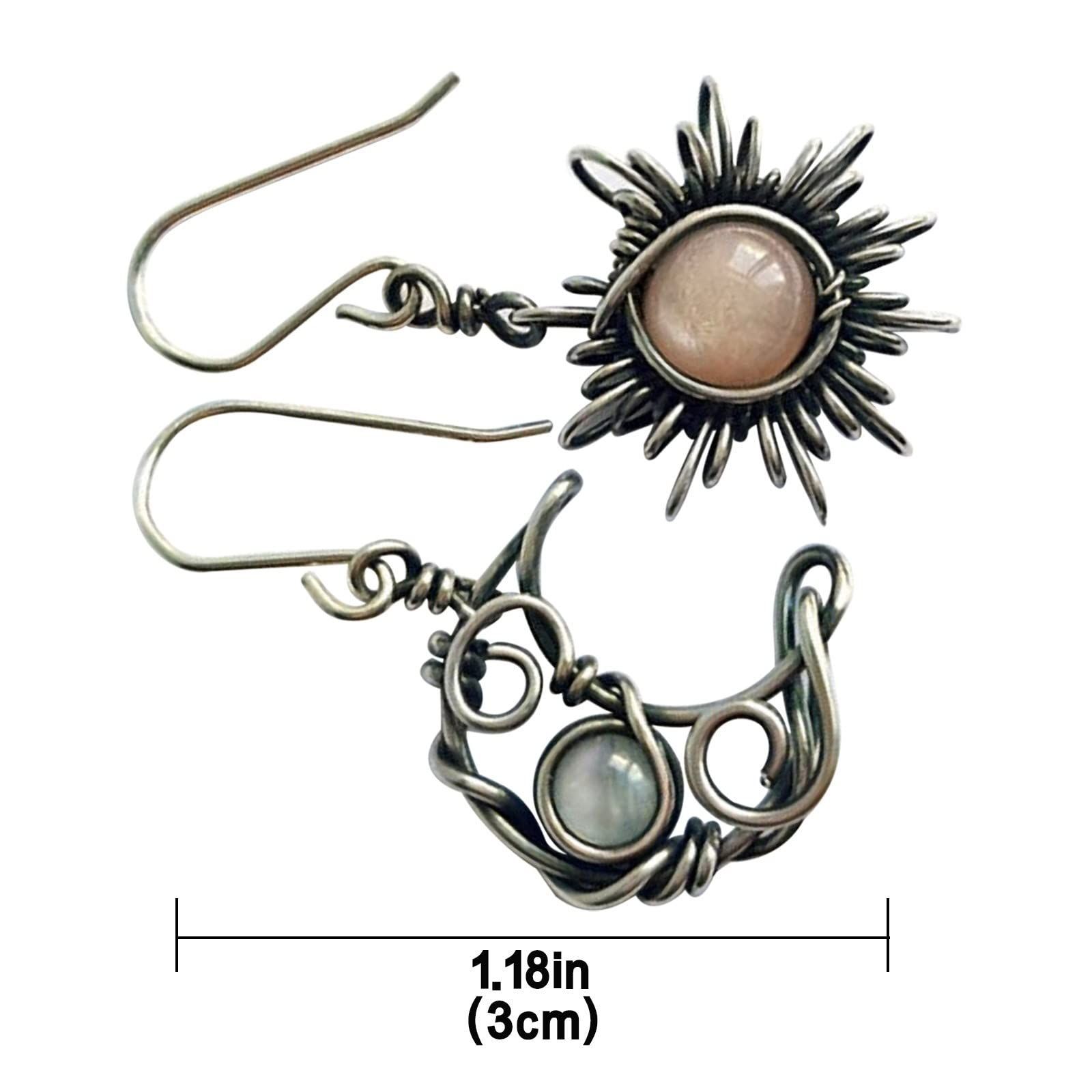 Boho Sun Moon and Stars Drop Dangle Earrings view 5