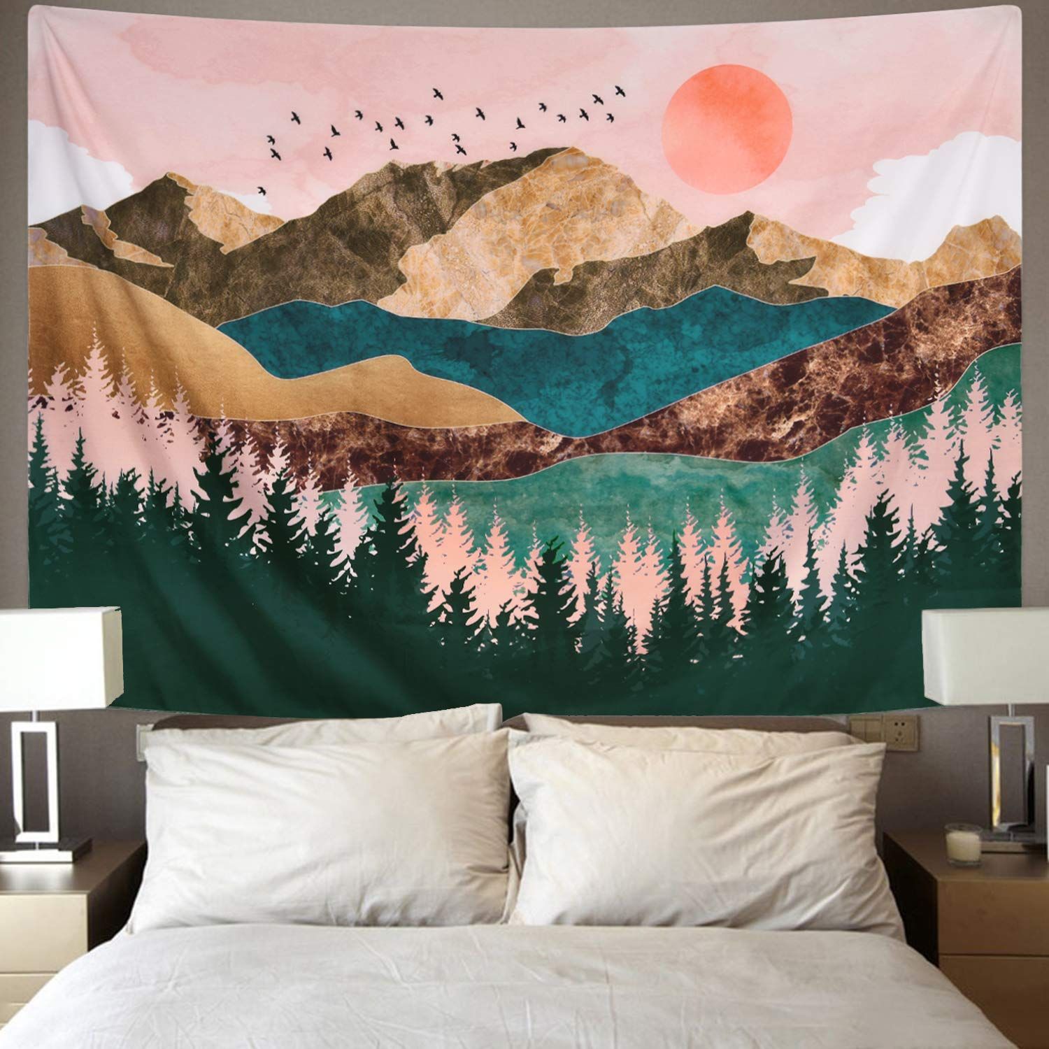 Mountain Tapestry Forest Tree Tapestry Sunset Tapestry Nature Landscape view 2