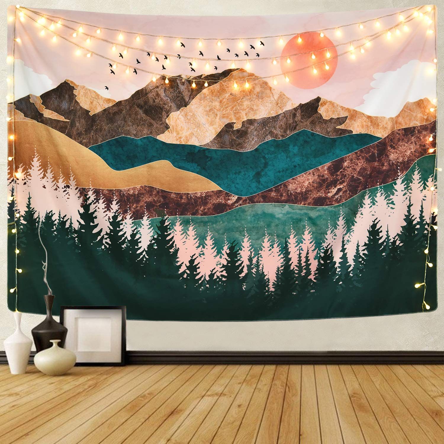 Mountain Tapestry Forest Tree Tapestry Sunset Tapestry Nature Landscape view 5