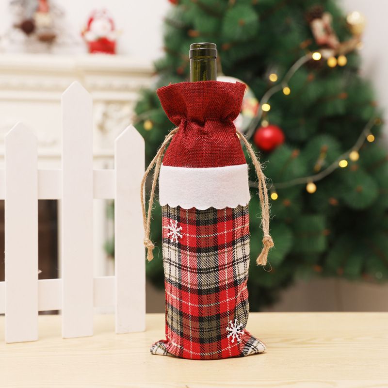 Christmas wine bottle scarf cover with hat decoration Christmas wine bottle view 4
