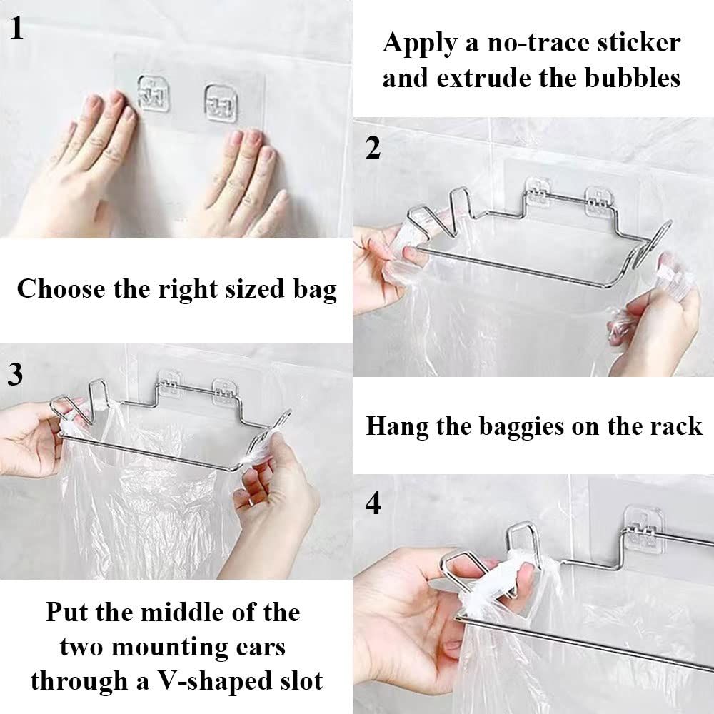 Trash Bag Holder for Cupboards Kitchen Cabinet Door view 3