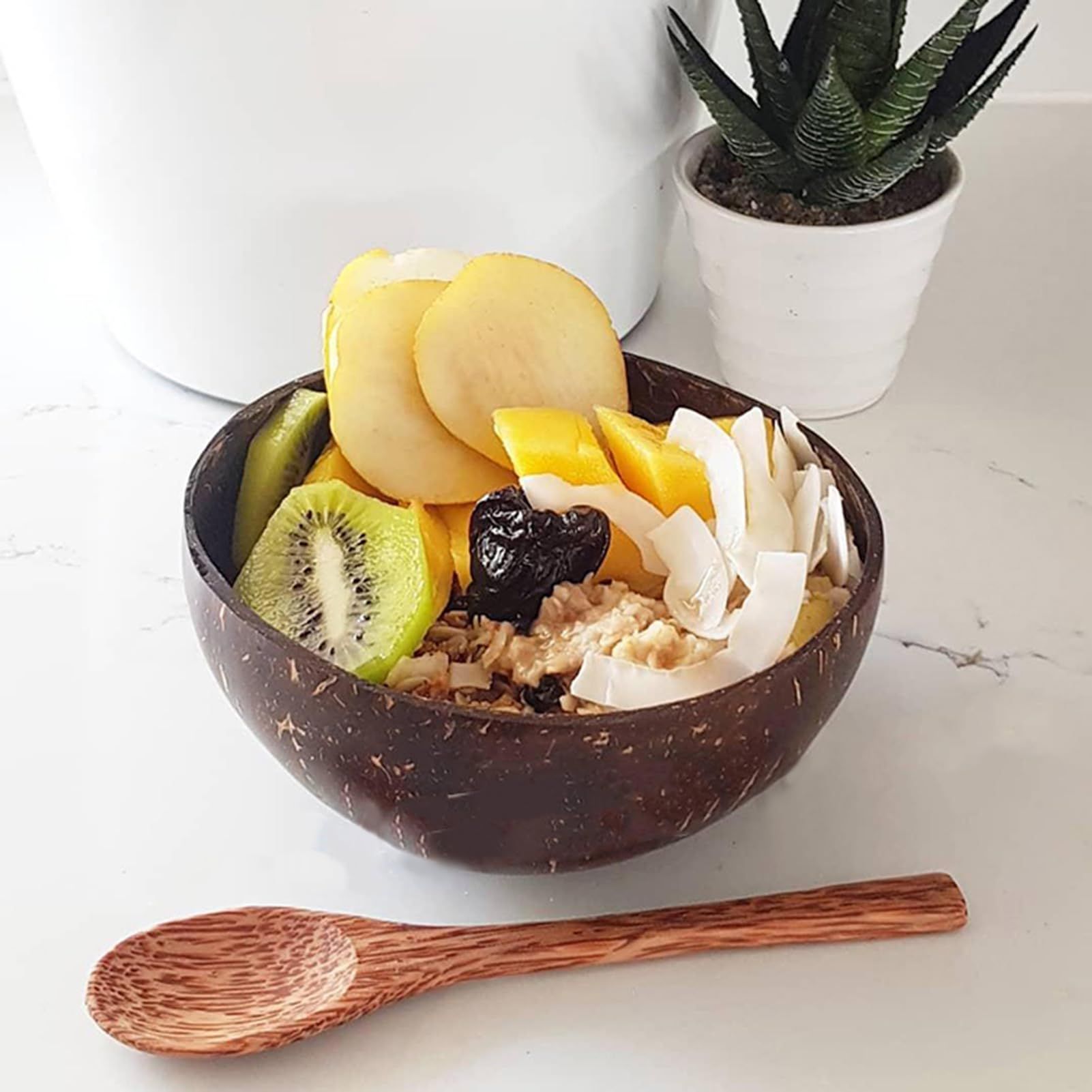 2pcs，Coconut Bowl Wooden Multi-purpose Large Capacity Food-grade Hard Food view 2