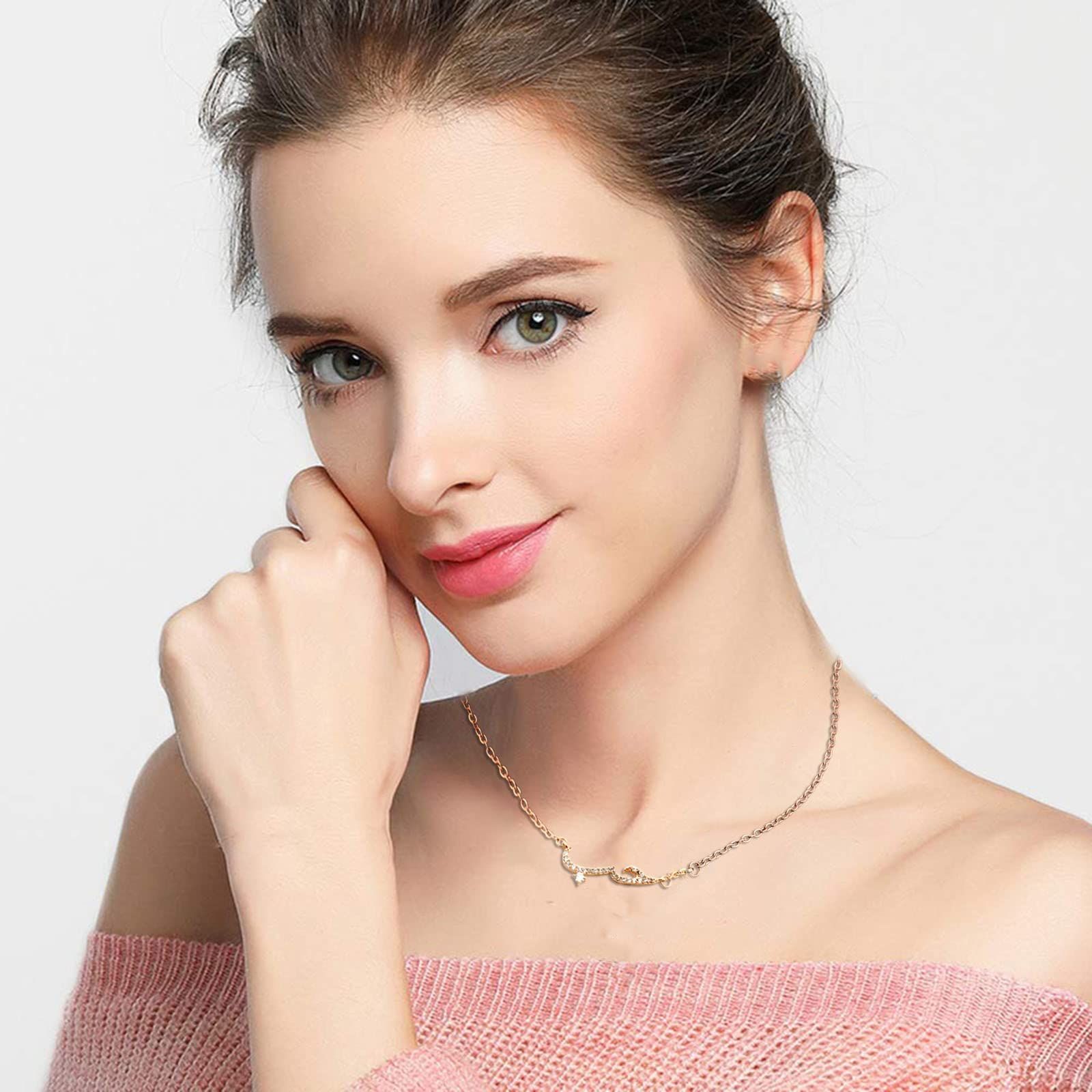 Gold Plated Zircon Necklaces Long Drop Pendant Necklace for Women Dainty view 4