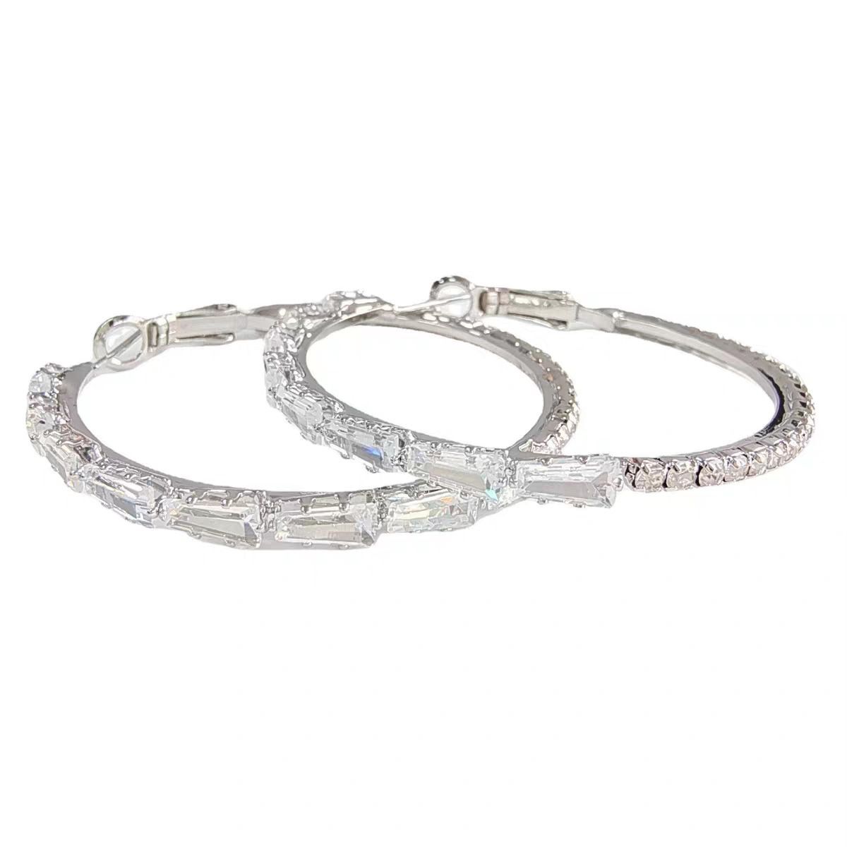 Silver Statement Earring Thick Open Double Hoop Earrings Lightweight