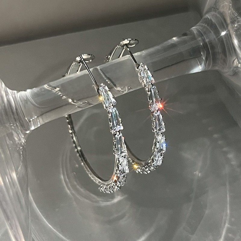 Silver Statement Earring Thick Open Double Hoop Earrings Lightweight view 2