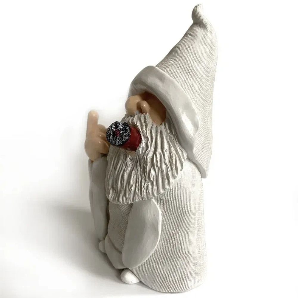 Funny Garden Dwarf Outdoor Statue 5.9-inch Mischievous Smoking Wizard Dwarf