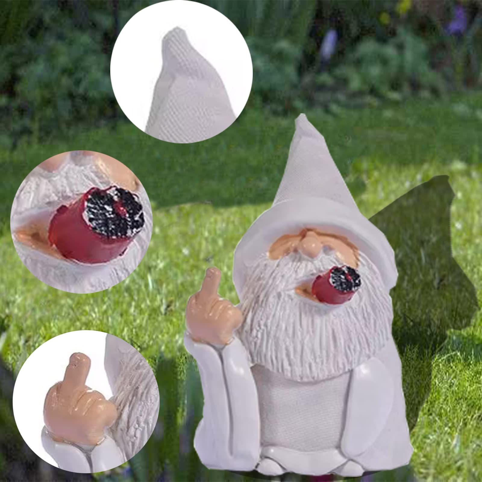 Funny Garden Dwarf Outdoor Statue 5.9-inch Mischievous Smoking Wizard Dwarf view 3