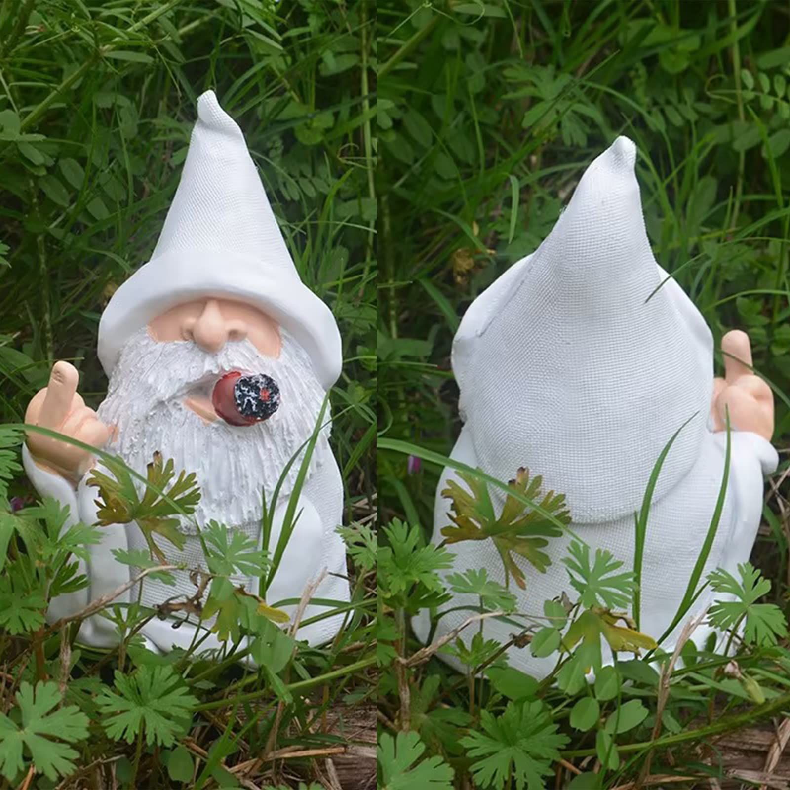 Funny Garden Dwarf Outdoor Statue 5.9-inch Mischievous Smoking Wizard Dwarf view 4