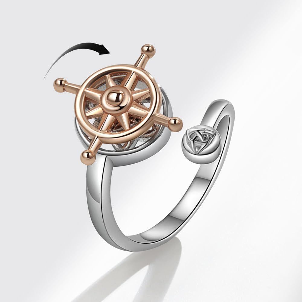 Ring, men's and women's personality, fashionable, rotatable double-layer view 3