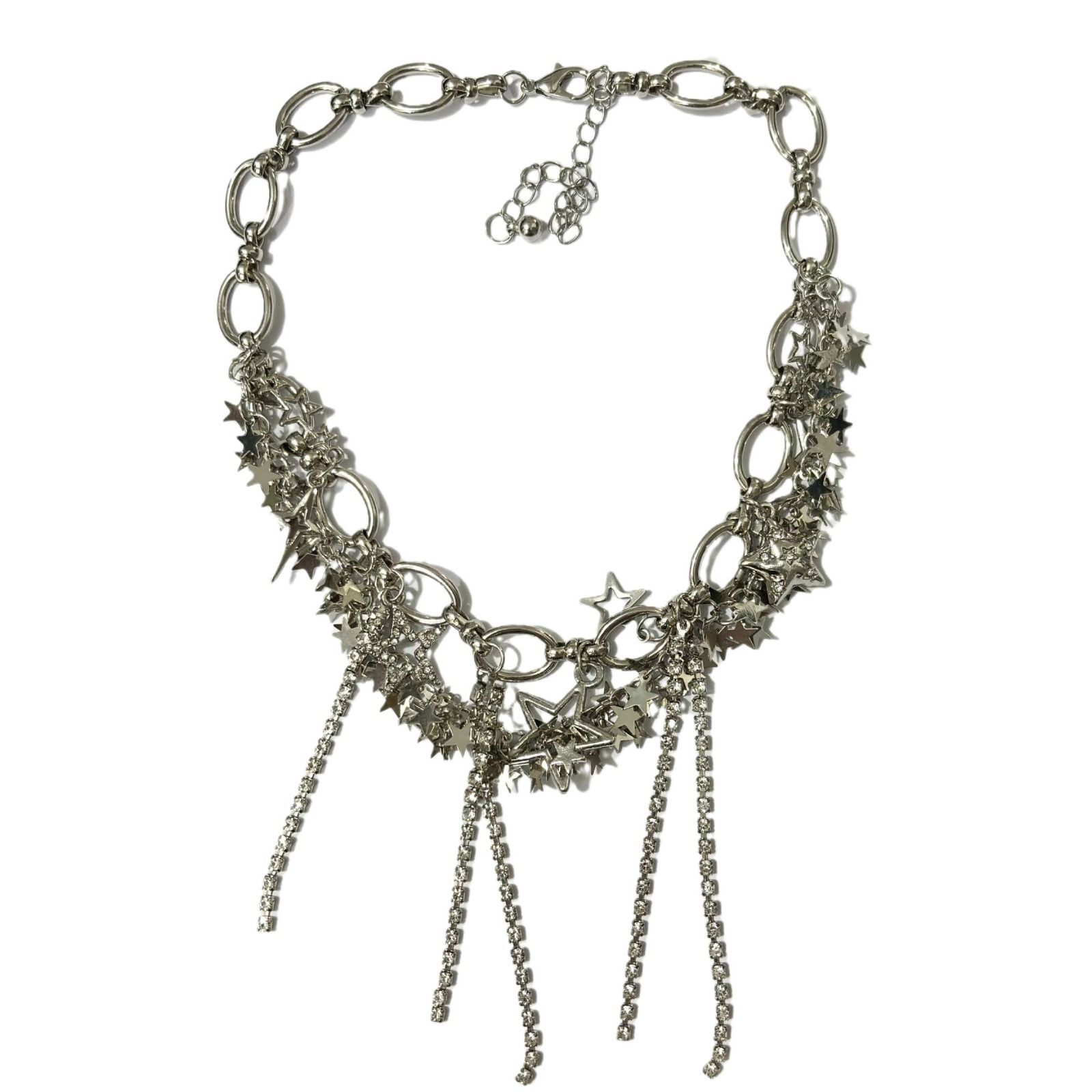 Multi layer stacked tassel star glitter necklace