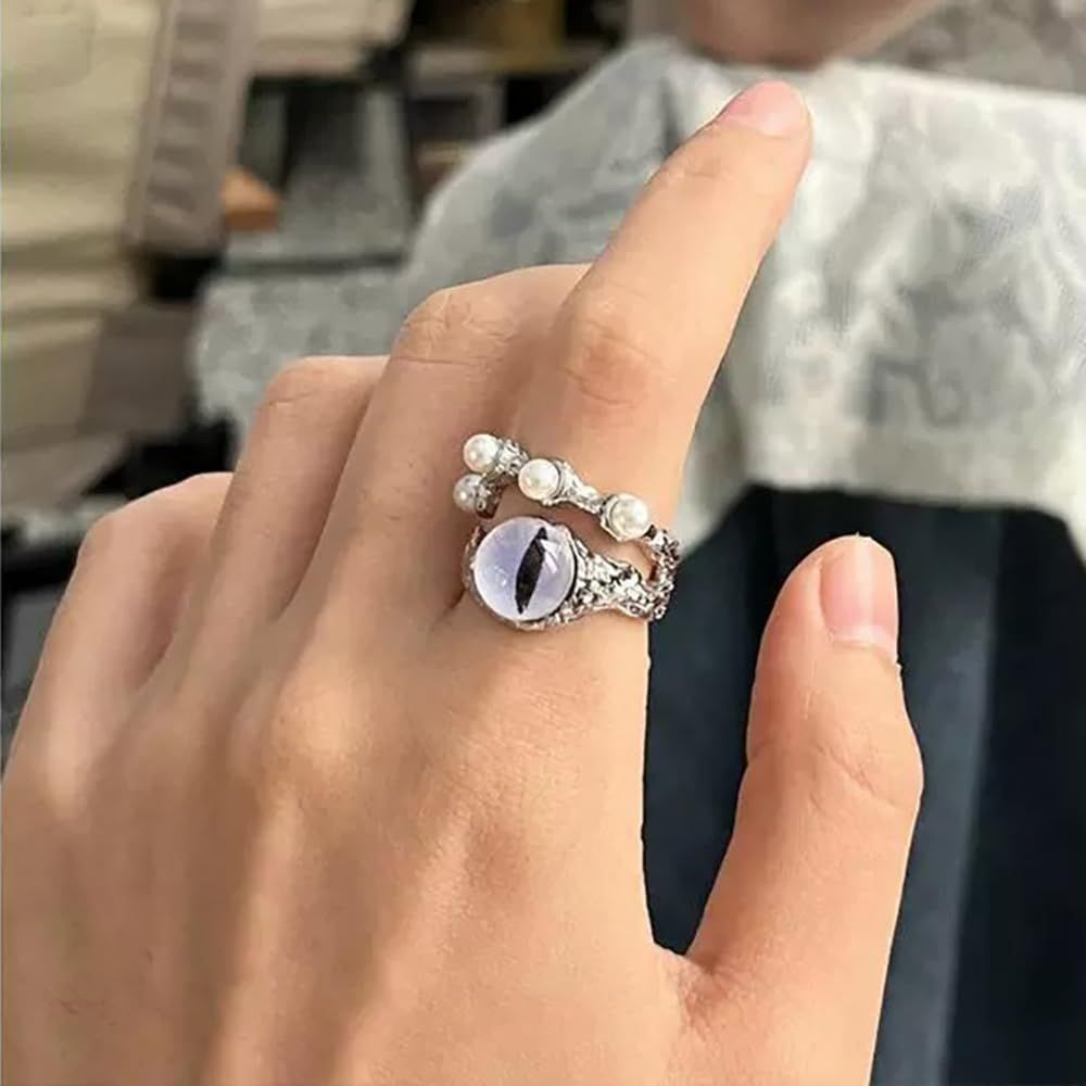 Cute cat ring girl adjustable open cat shaped ring cute black cat crystal eye view 3