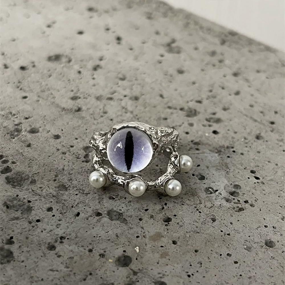 Cute cat ring girl adjustable open cat shaped ring cute black cat crystal eye view 4