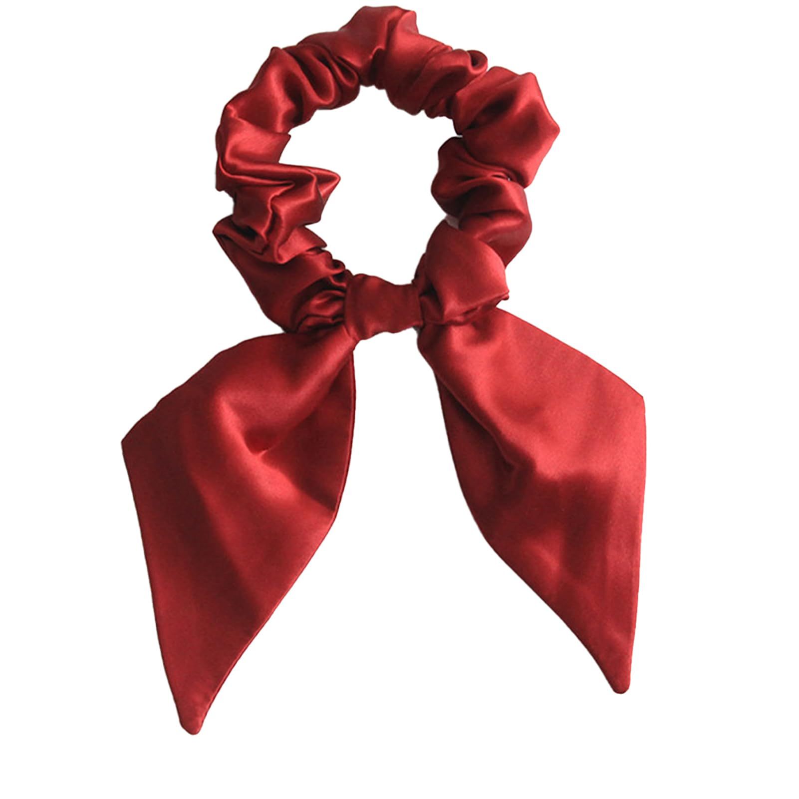 Hair Silk Scrunchies with Bow for Women Pure Mulberry Silk Hair Cute Ring Ties