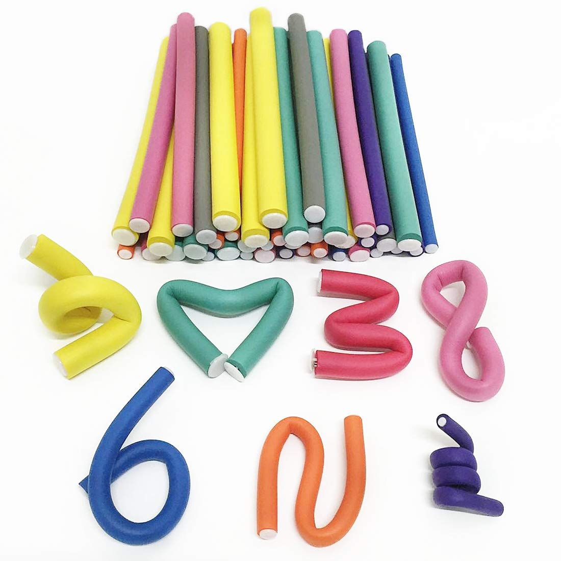 42 Pack Twist-flex Rods 7 Sizes Flexible Curl Sponge Flexi Hair Roller Set view 2