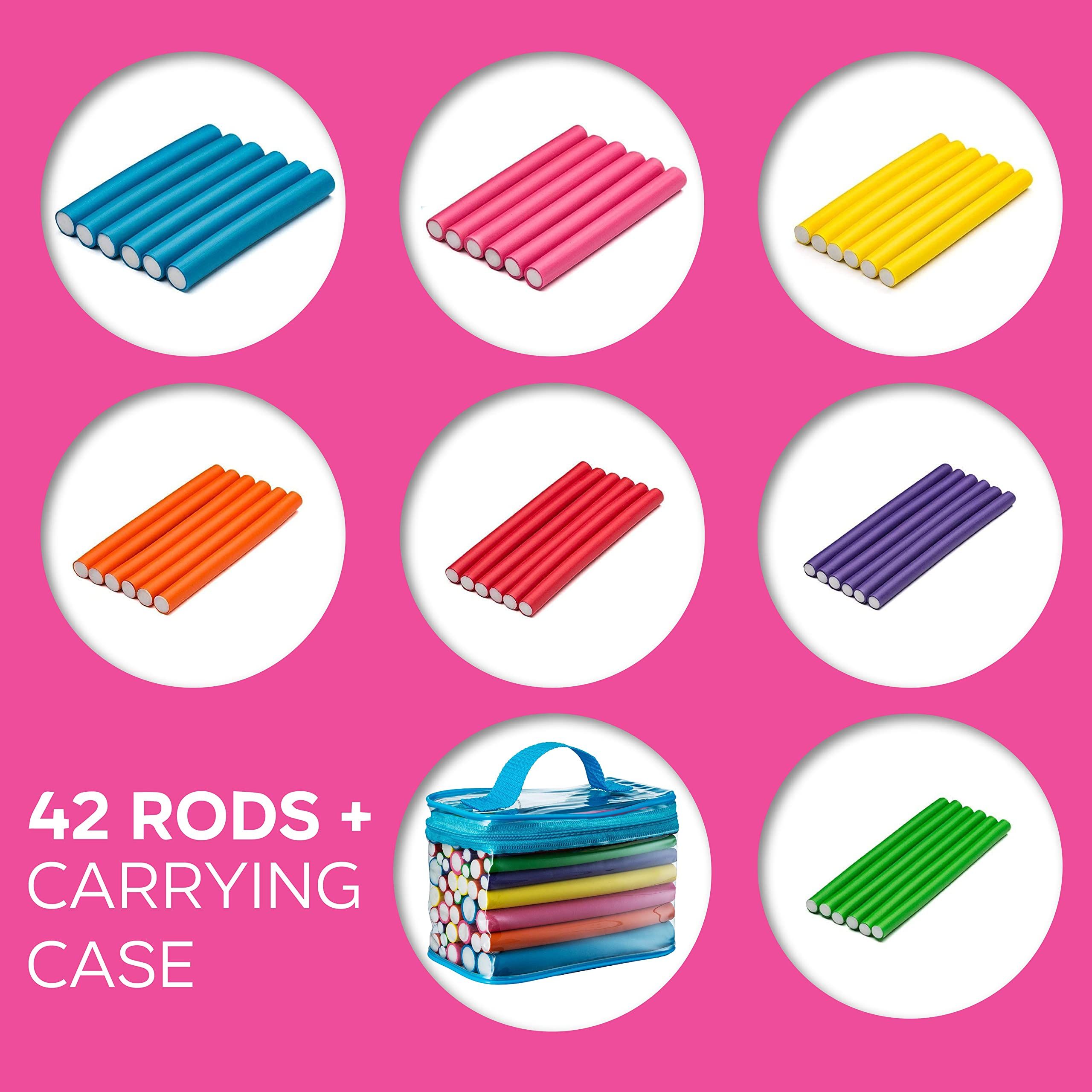 42 Pack Twist-flex Rods 7 Sizes Flexible Curl Sponge Flexi Hair Roller Set view 3