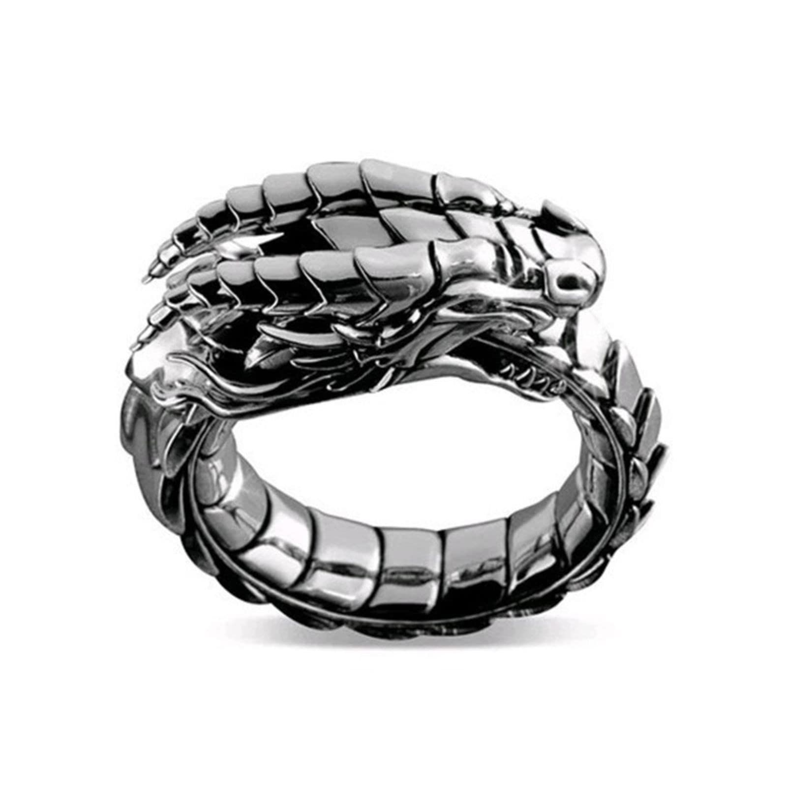 Men's Dragon Ring, Gothic Dragon Head Ring, Punk Stone Dragon Ring, Boys' Hip
