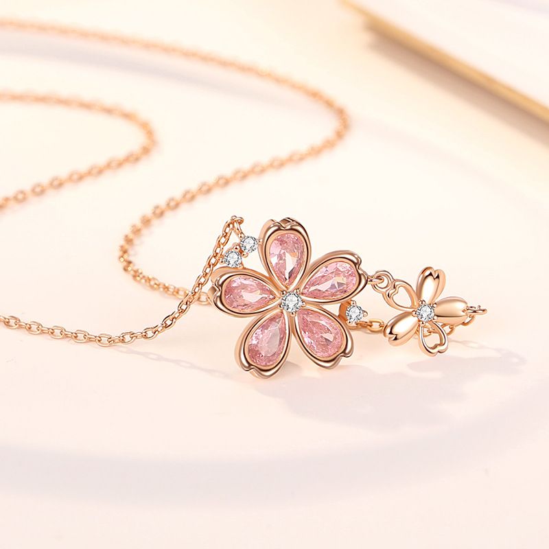 2pcs，Necklace flower two tone pendant with collarbone for birthday view 4