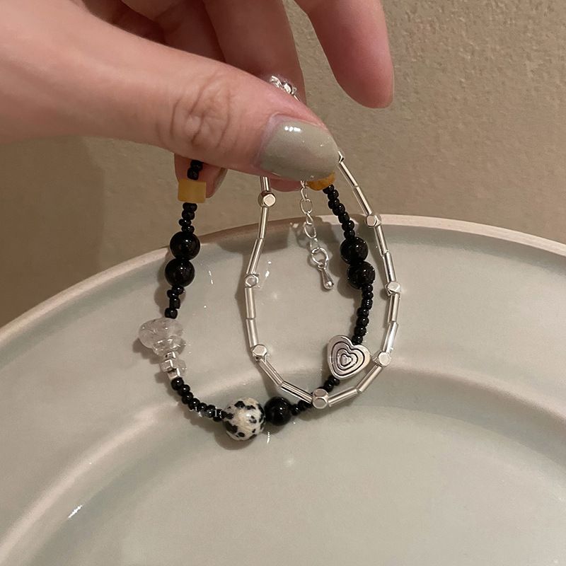 Double Strand Love Heart Bracelet Handstring Friendship Beaded Bangle Trendy view 5