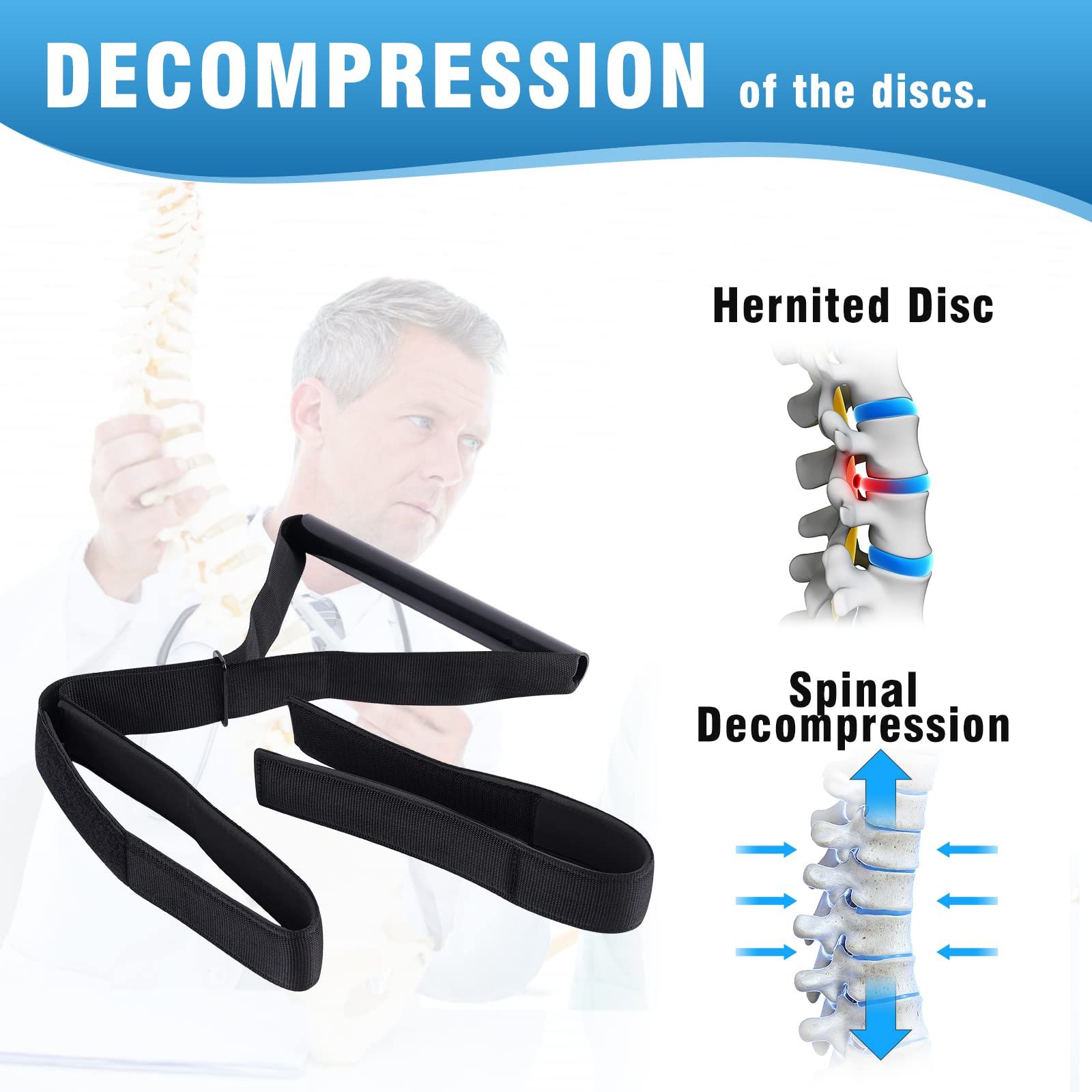 Neck Stretcher Strap, Spine Chiropractic Decompression Tool with Chin Belt. view 2