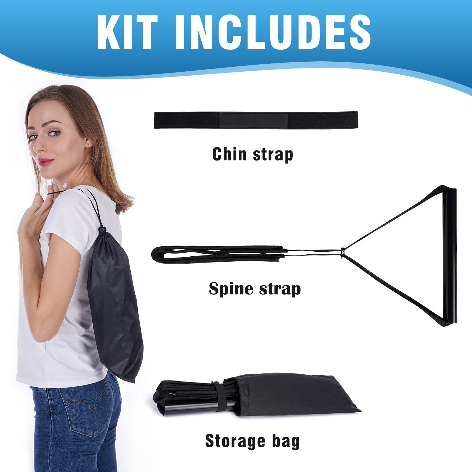 Neck Stretcher Strap, Spine Chiropractic Decompression Tool with Chin Belt. view 3