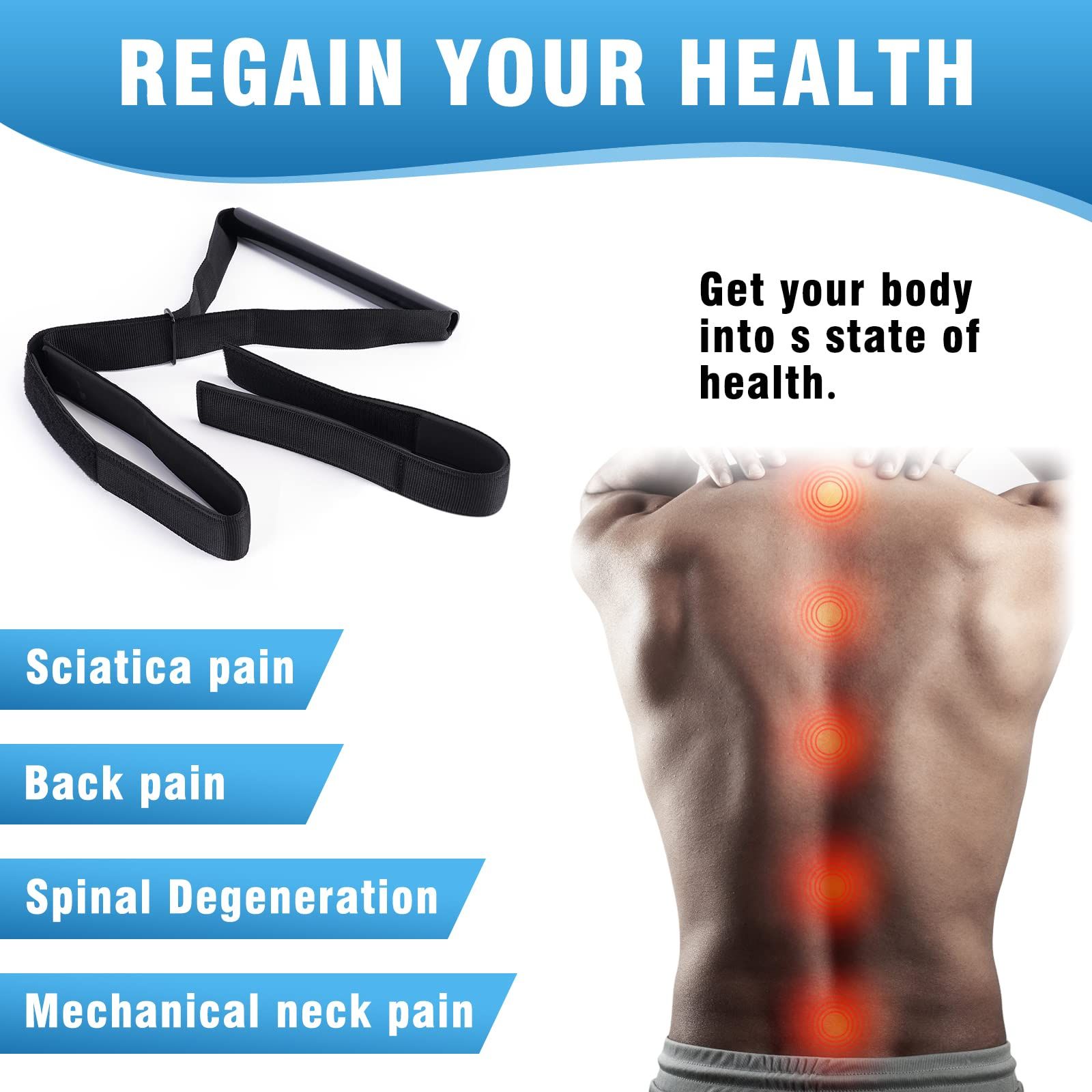 Neck Stretcher Strap, Spine Chiropractic Decompression Tool with Chin Belt. view 4
