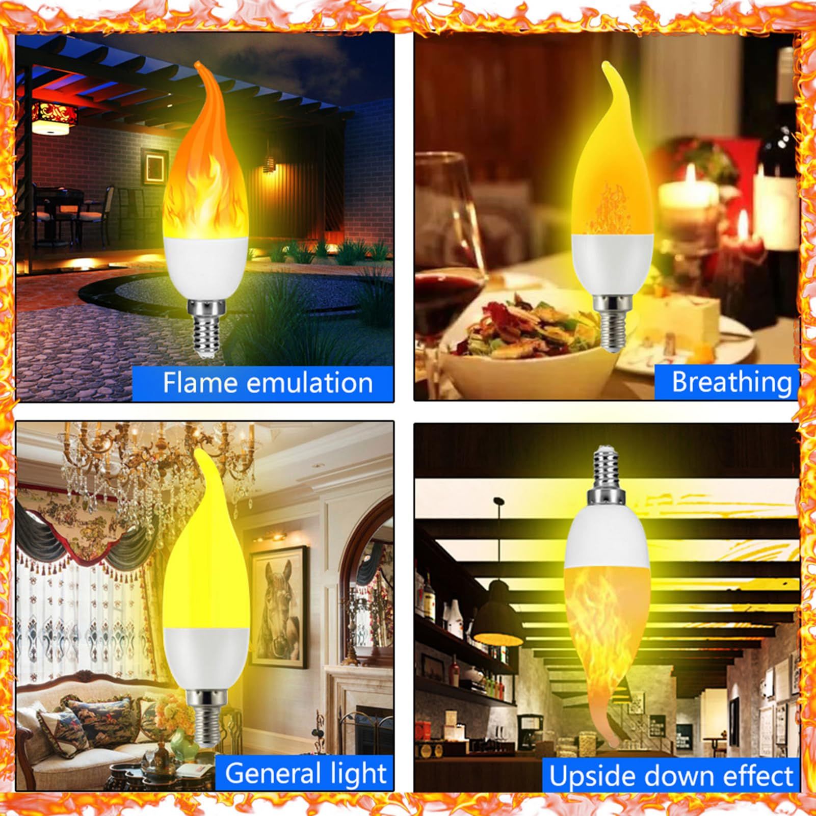 Flame Effect Bulb, Tri-Mode Light Mode, Candle Light, Led Flashing Candle view 3