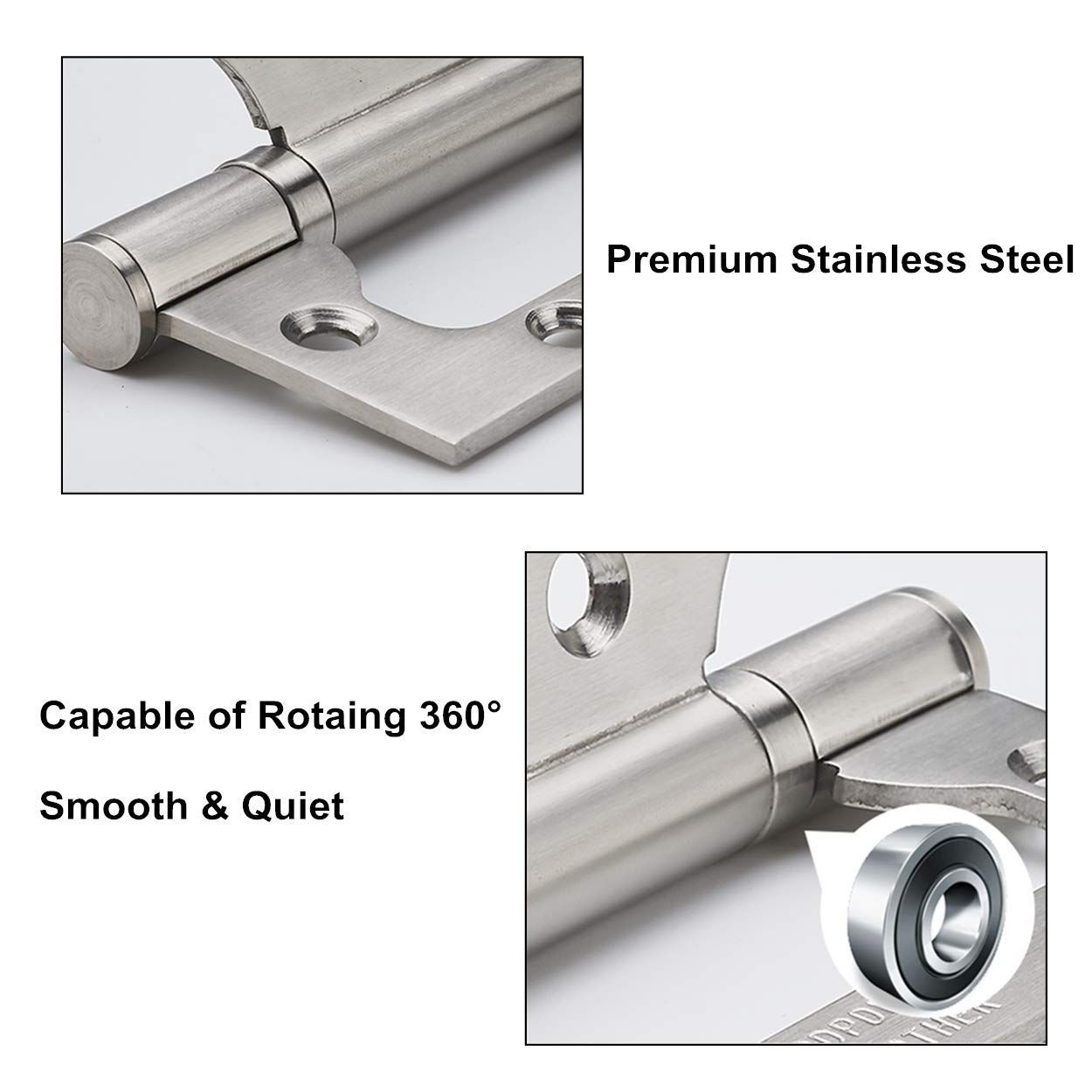 2pcs，Non mortise and tenon door hinge double fold docking cabinet stainless view 3