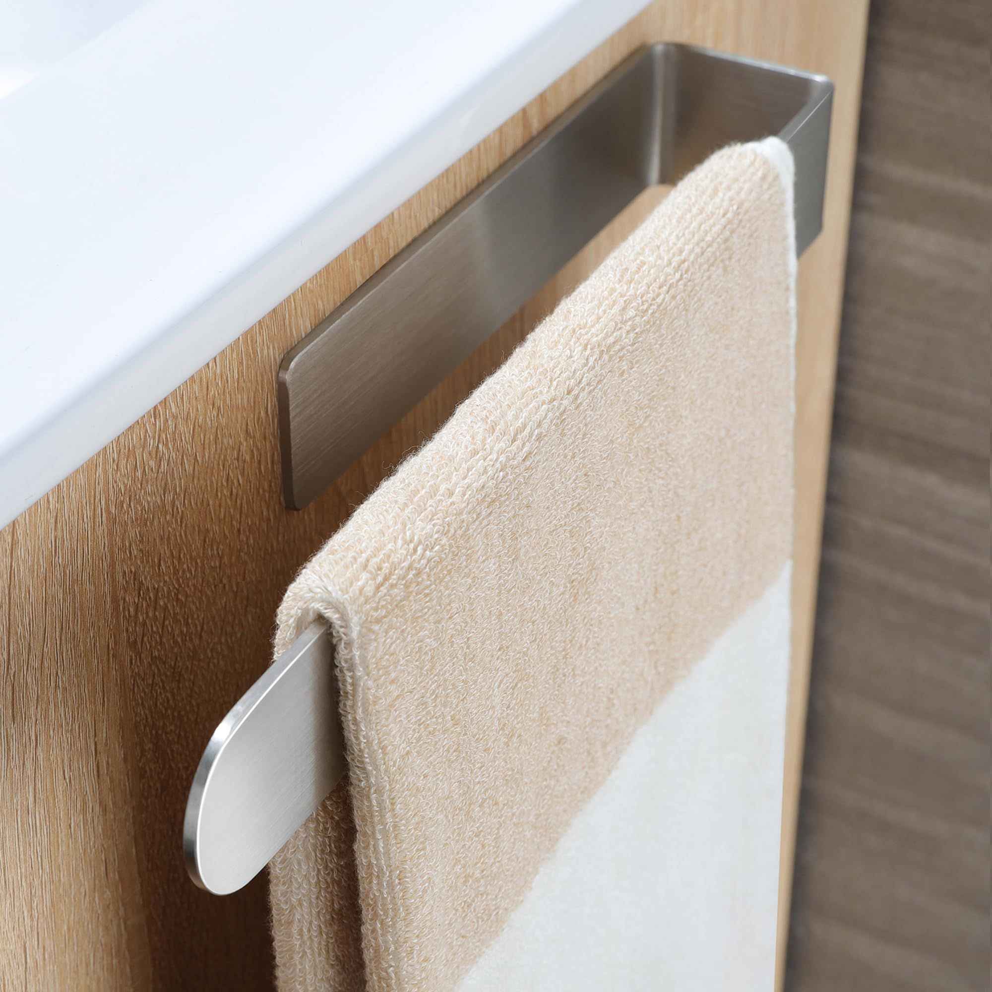 Hand Towel Holder/Hand Towel Ring - Self Adhesive Bathroom Towel Bar Stick on Wall view 4