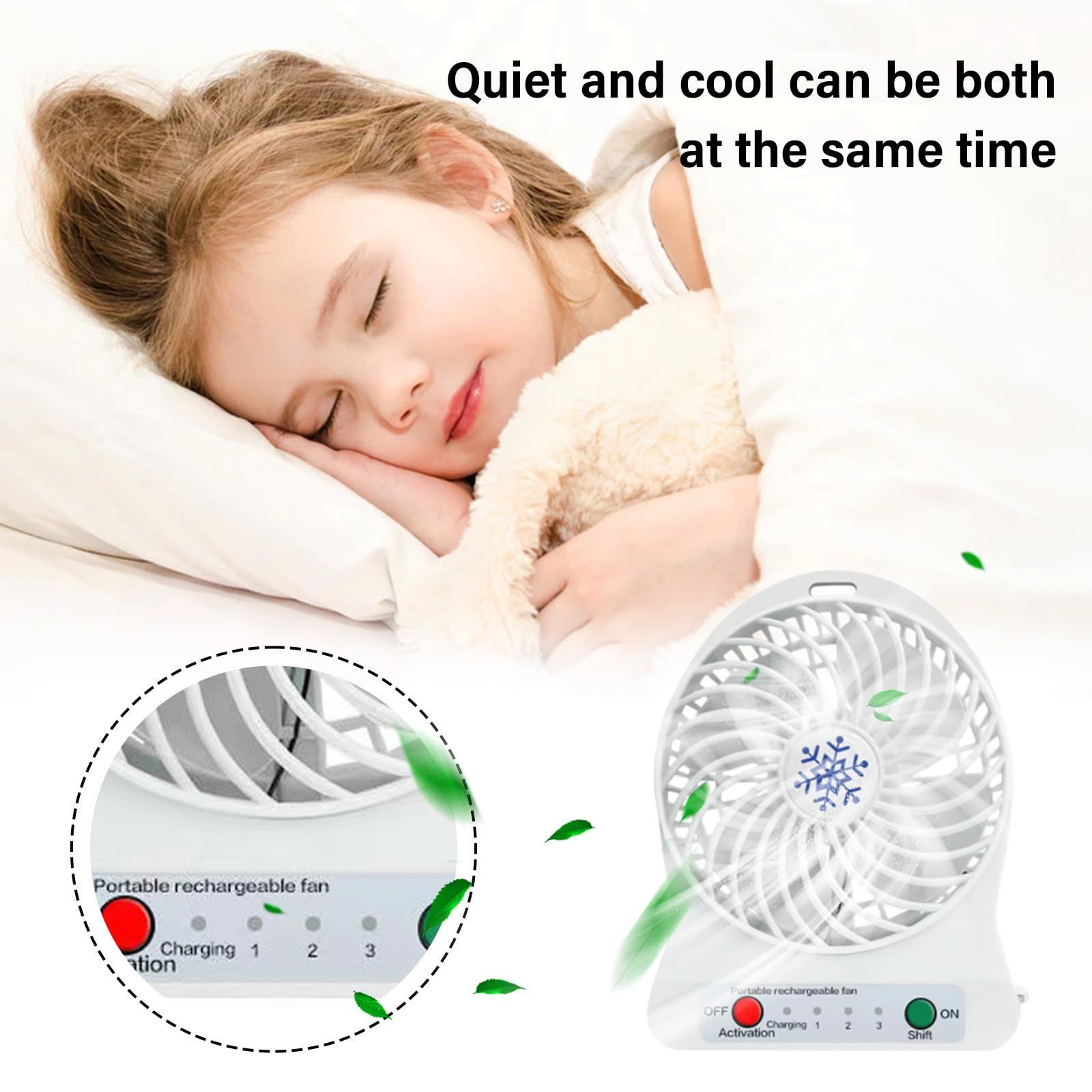 Portable small room fan, silent electric fan, desktop 3-speed super strong view 2