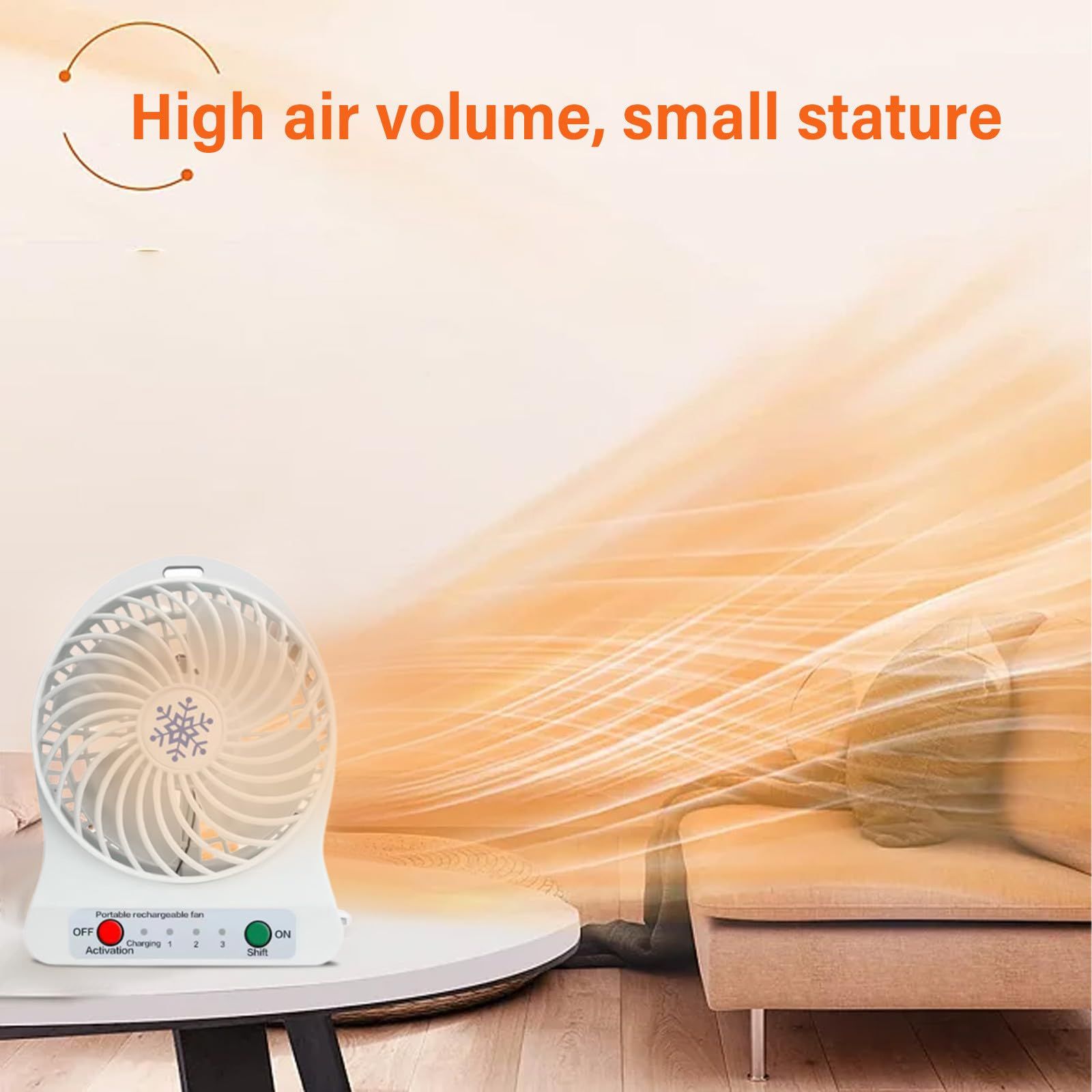 Portable small room fan, silent electric fan, desktop 3-speed super strong view 4