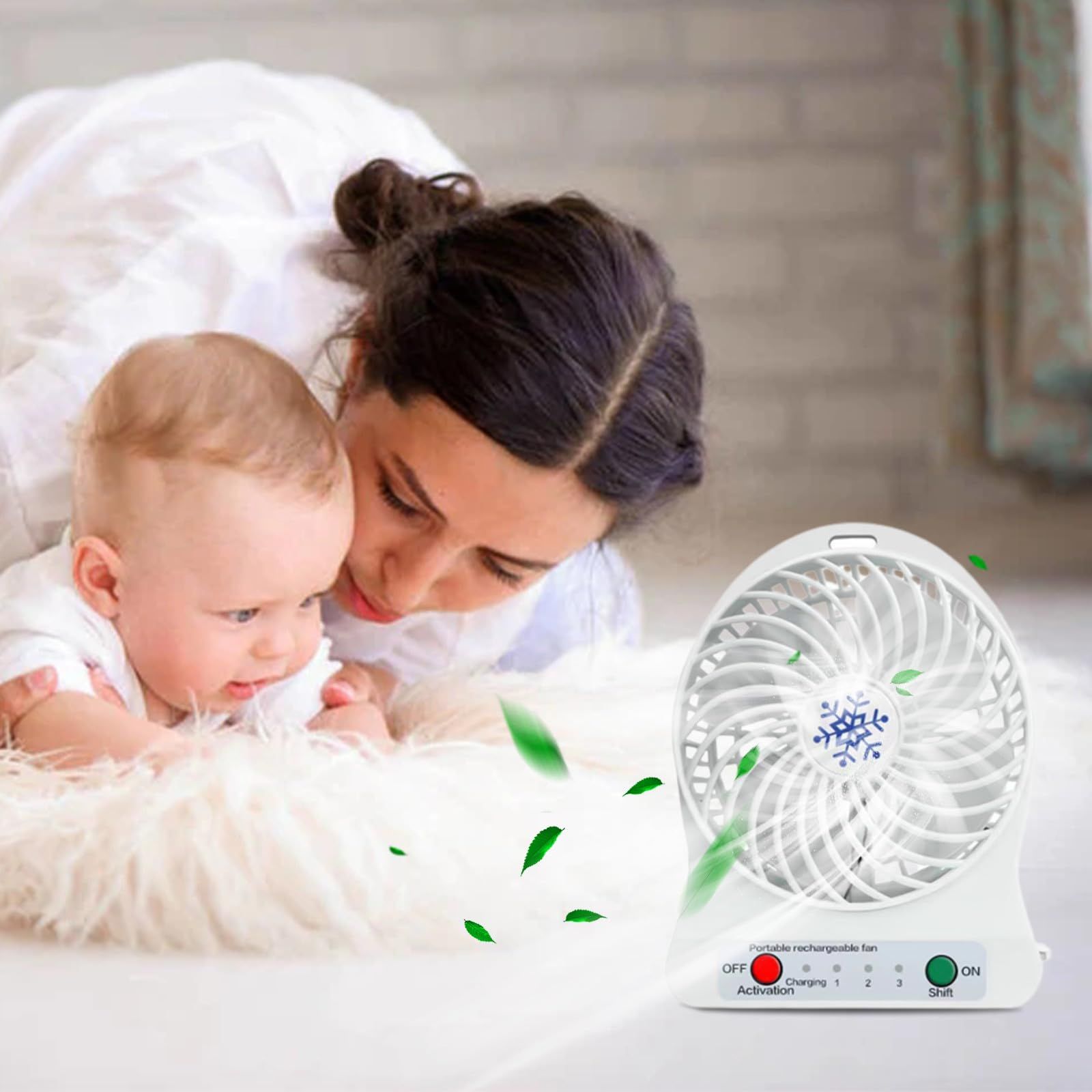 Portable small room fan, silent electric fan, desktop 3-speed super strong view 5
