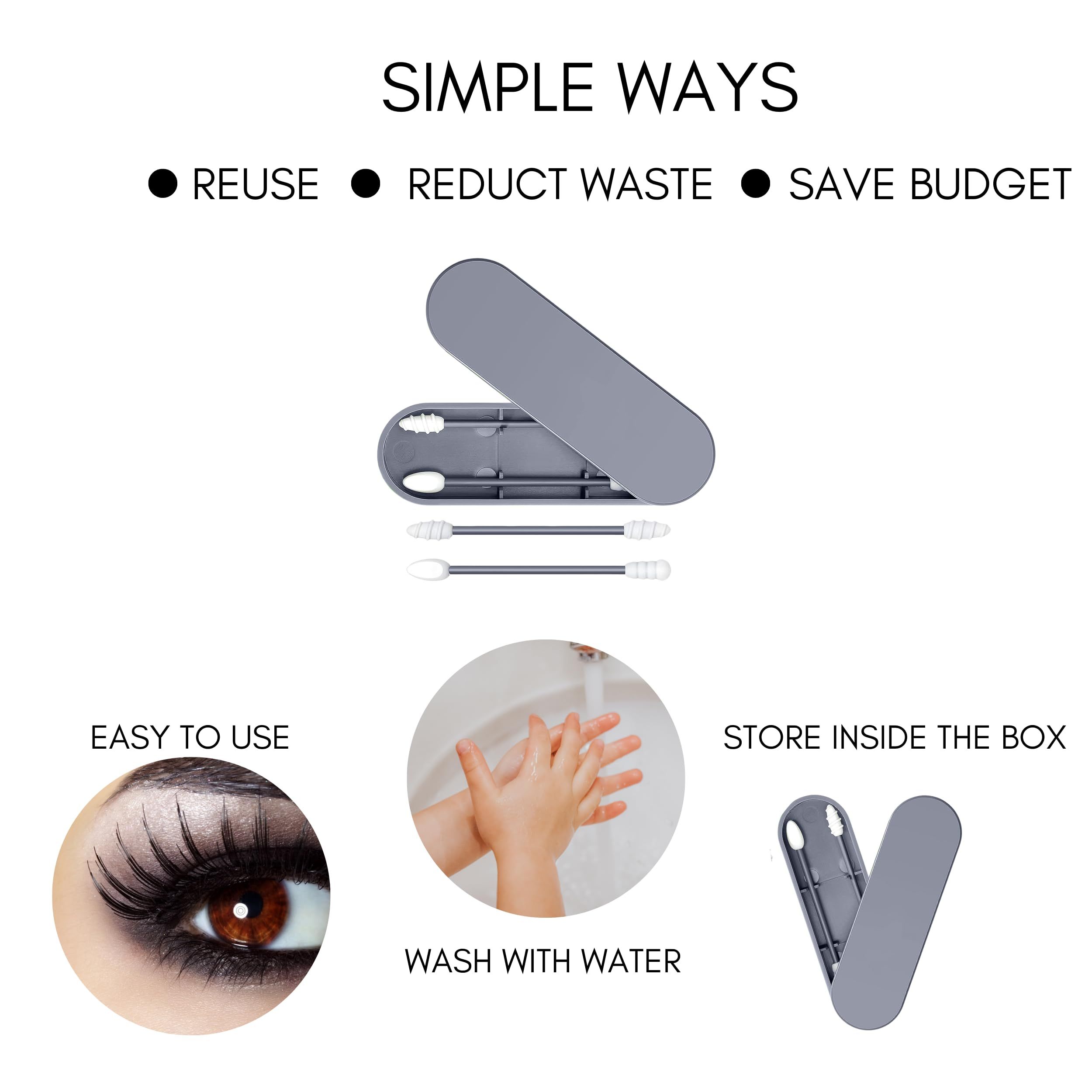 Portable and Reusable: Double-Tipped Silicone Swabs – for Cleanable Ear Care view 2
