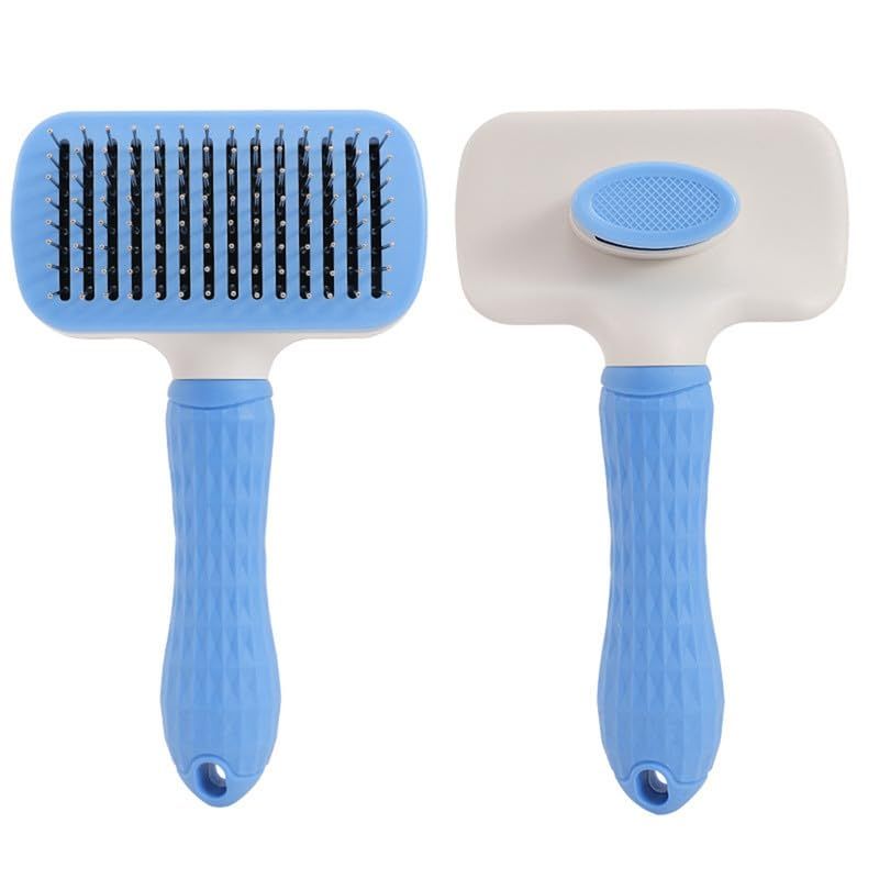 Cat Brush, Pet Grooming Stainless Steel Brush, Dog Hair Comb with Release