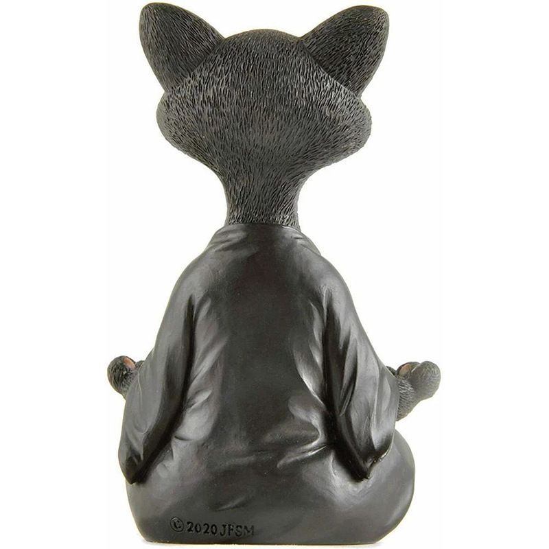 Black Cat Whimsical Buddha Figurine Meditation Yoga Decor - Cat Lover Gifts — image 1