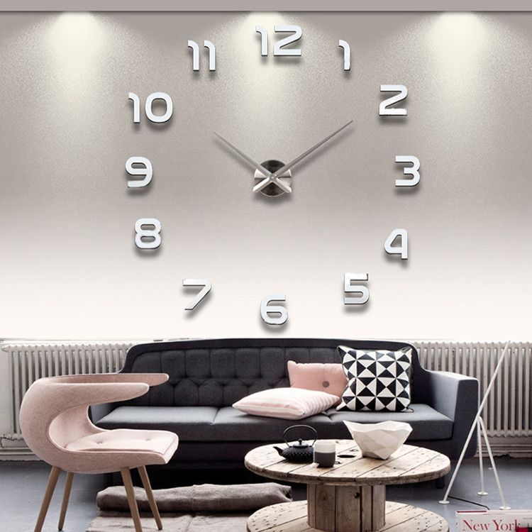 silvery 3D Clock Hands, DIY Large Clock Movement Mechanism with 39cm Long view 5