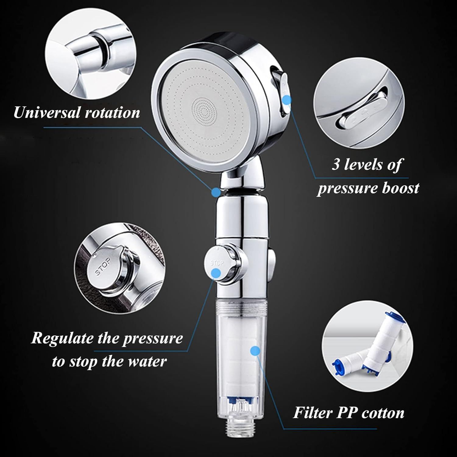 Shower Head,Handheld Shower Shower Head High-Pressure Filter Handheld Showe view 2