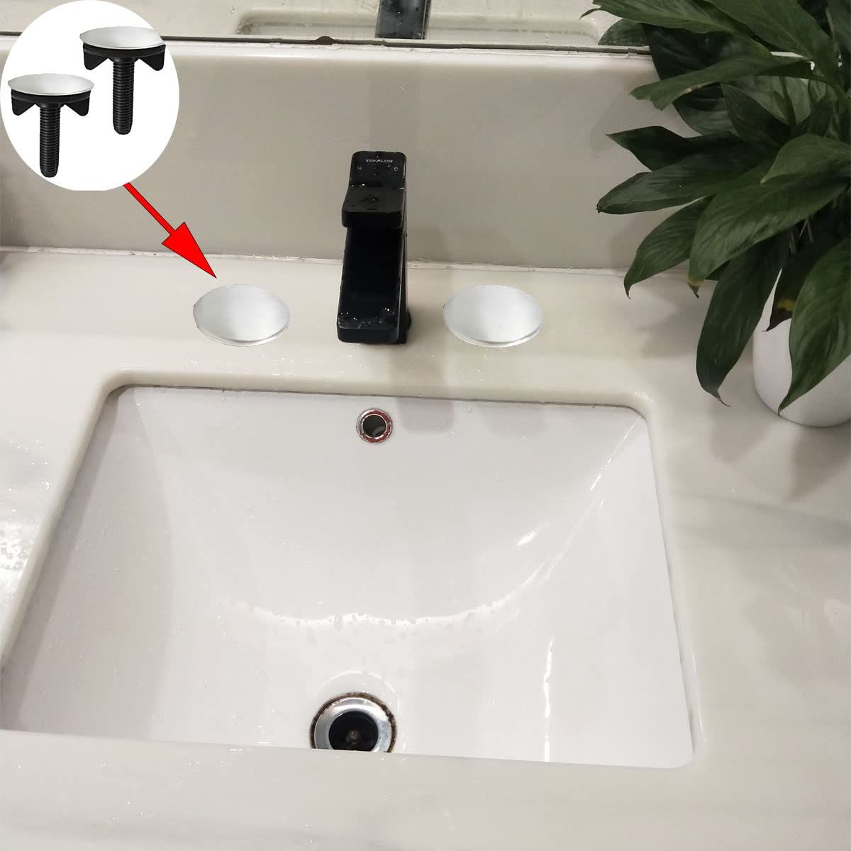 2 Pieces Faucet Hole Cover Sink Hole Cover Kitchen Sink Tap Hole Cover Soap view 4