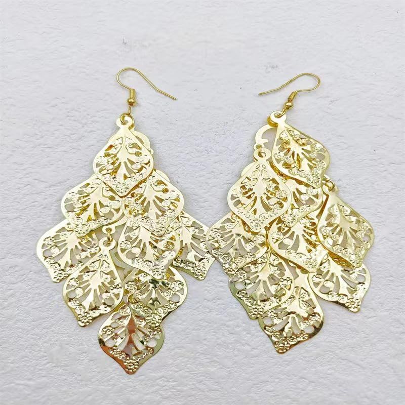 Metal tassel earrings for Women Dainty Alloy Bohemian Ethnic Style Tassels view 3