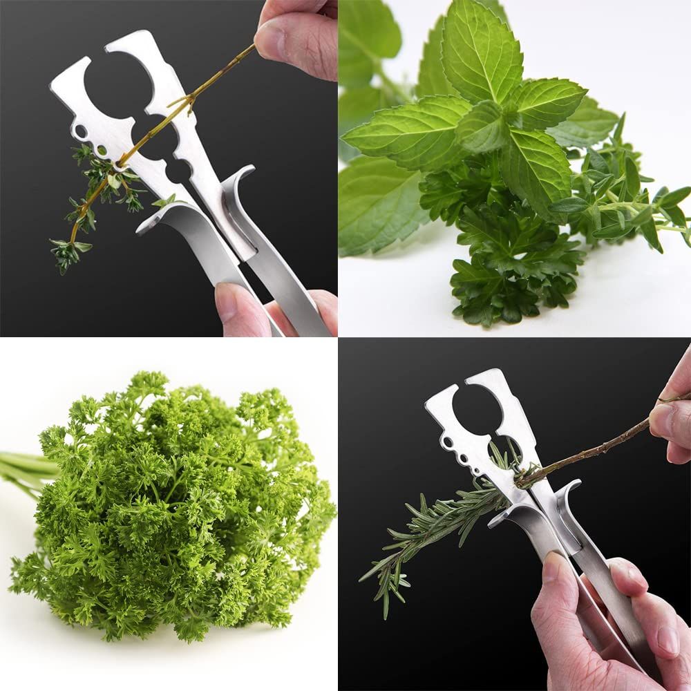 Herb Stripper Tool Stainless Steel Herb Leaf Zipper Cilantro Leaf Remover view 2
