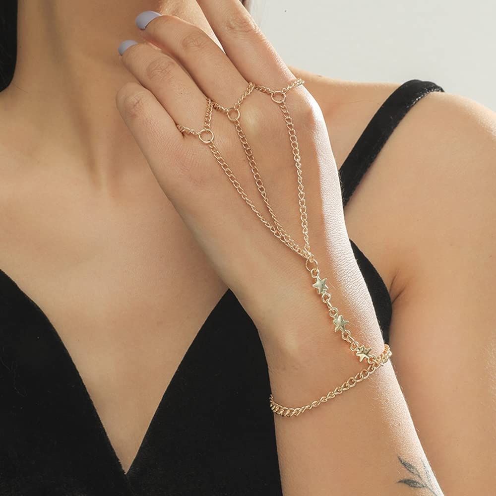 Finger Ring Hand Chain Bracelet Gold Link Bracelet Slave Hand Harness Bracelet
