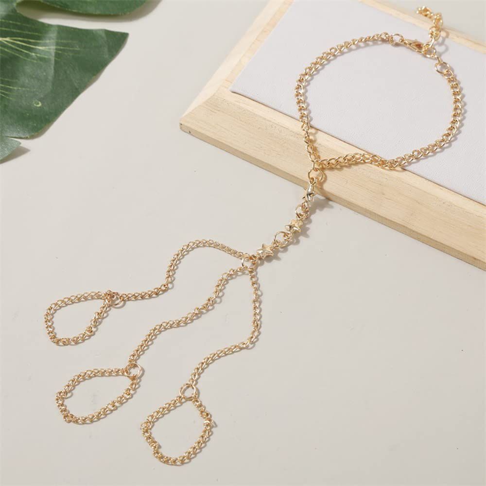 Finger Ring Hand Chain Bracelet Gold Link Bracelet Slave Hand Harness Bracelet view 4