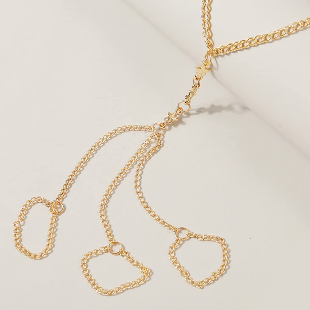 Finger Ring Hand Chain Bracelet Gold Link Bracelet Slave Hand Harness Bracelet view 5