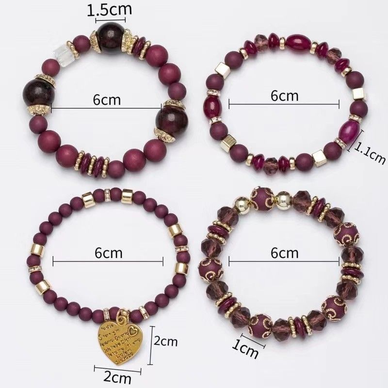2 pcs Bohemia Bracelets for Women Girls Vintage Stackable Beads Bracelets view 3