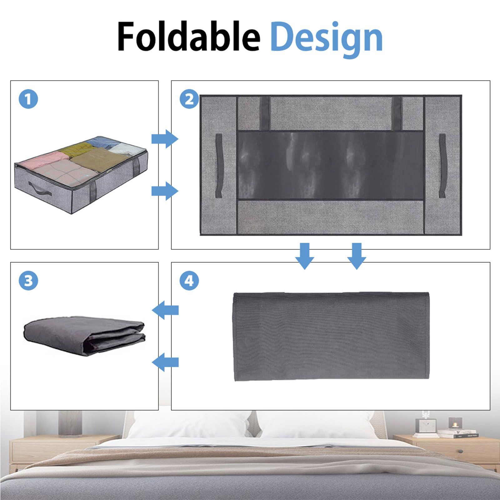 Foldable Underbed Bags 2 Pack - Blankets Clothes Comforters Storage Bag view 5