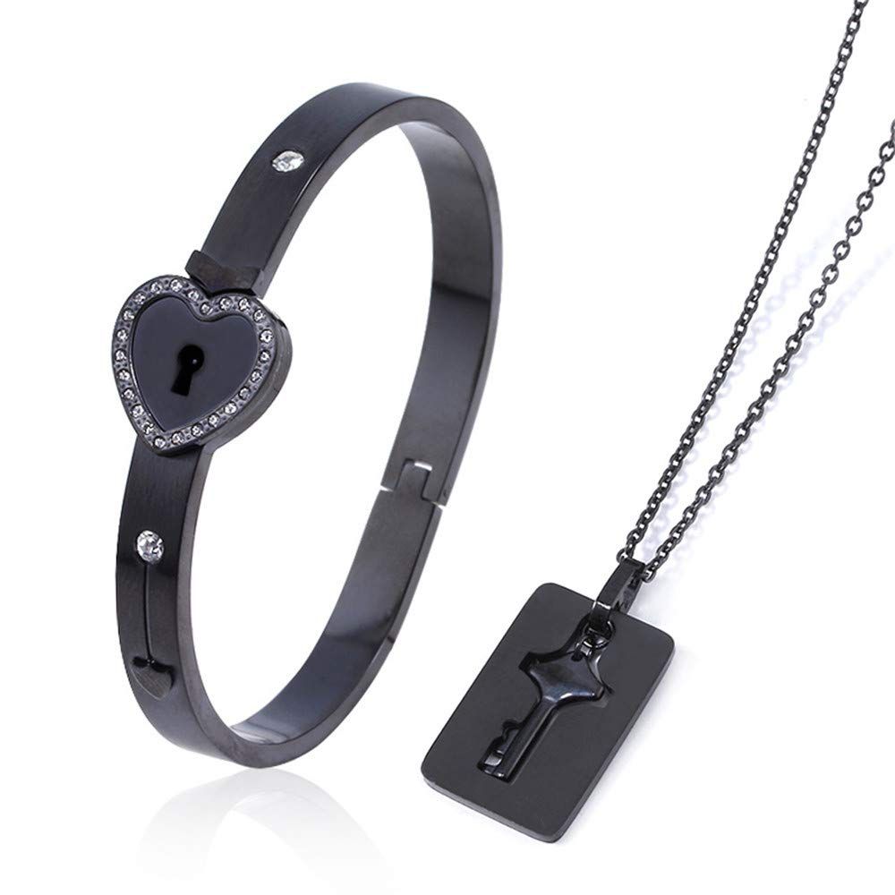 JEWELRY Lock Bracelet and Key Necklace - Titanium Steel Couples Jewelry view 2