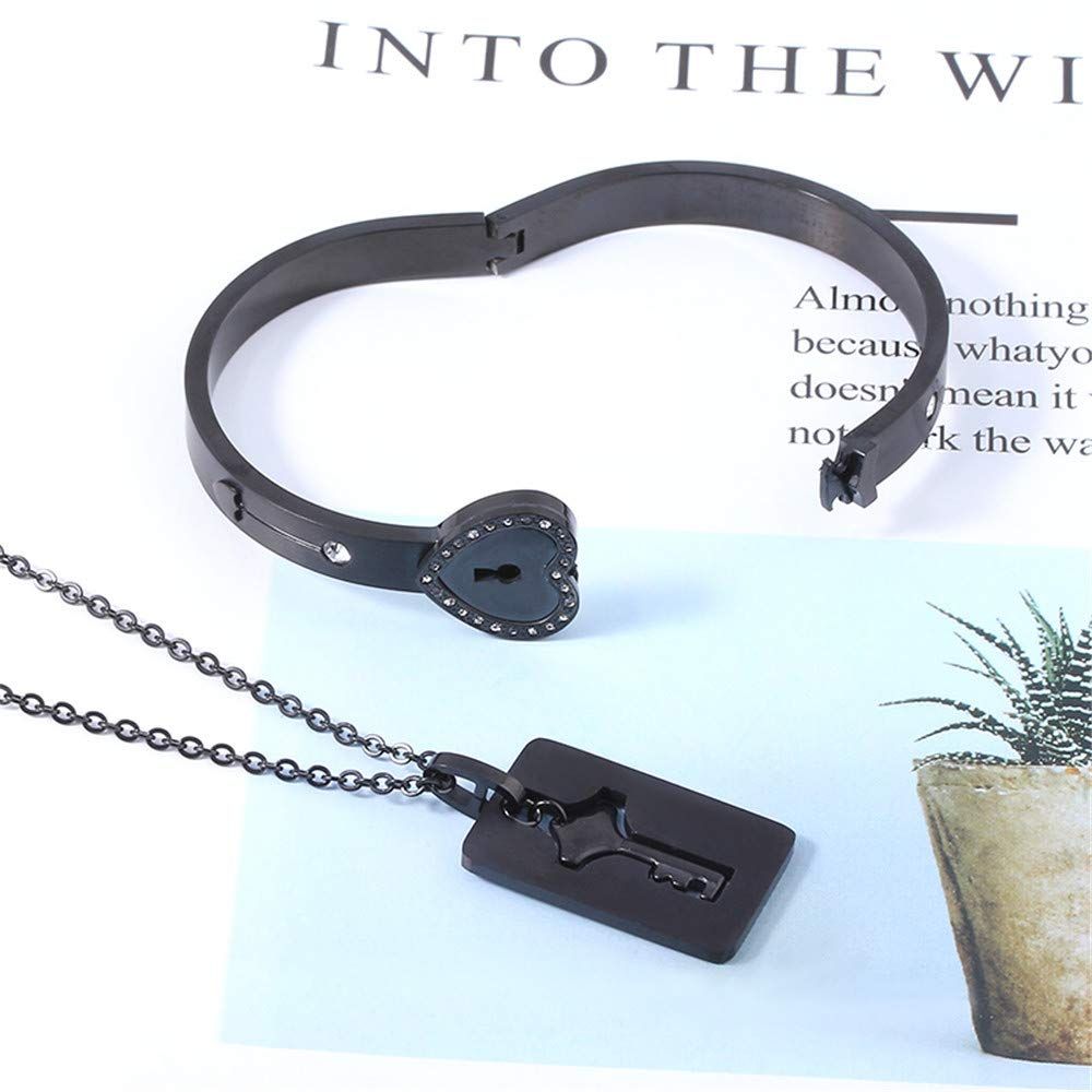 JEWELRY Lock Bracelet and Key Necklace - Titanium Steel Couples Jewelry view 5