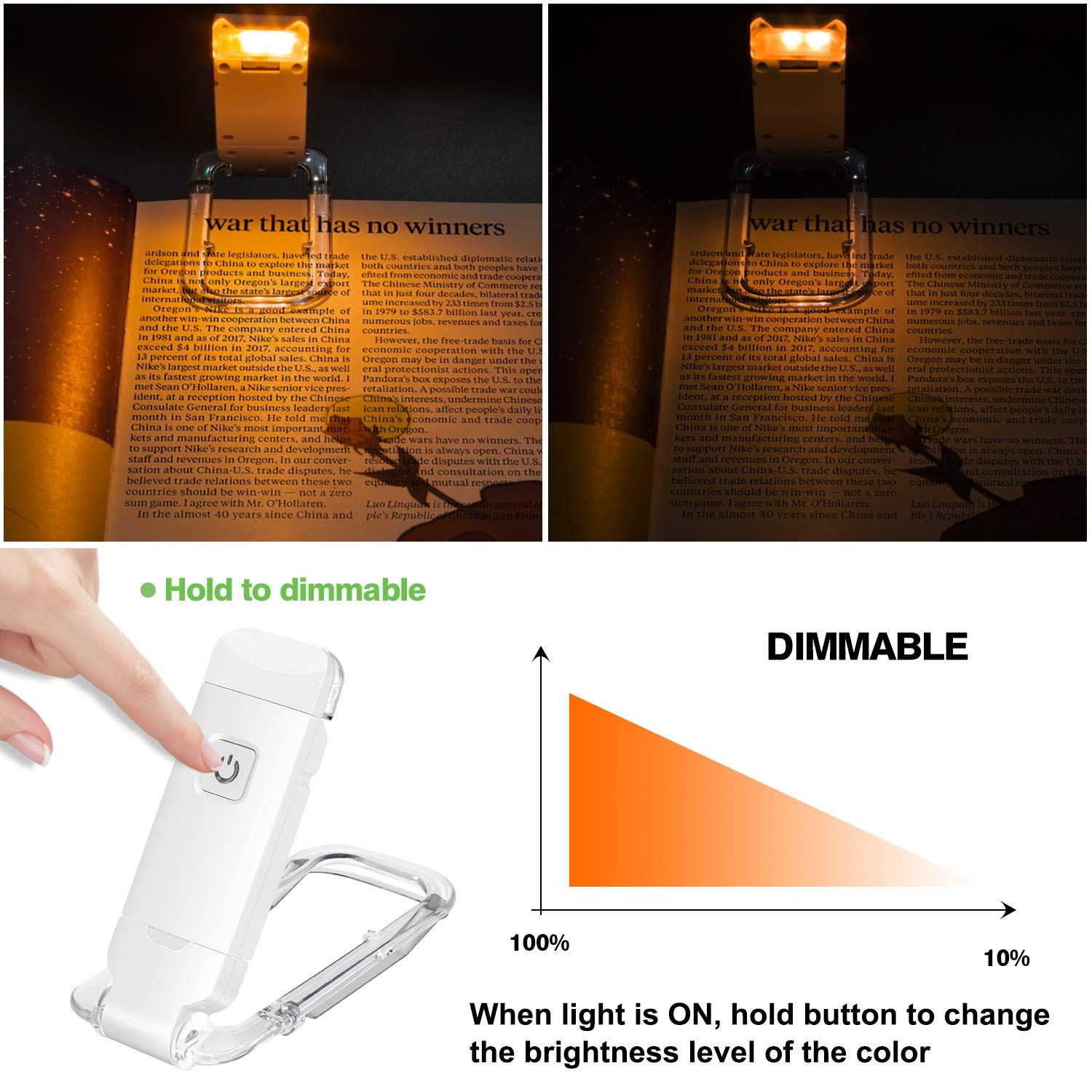 Book Reading Light, LED Clip on Book Lights, Reading Lights for Books in Bed view 3