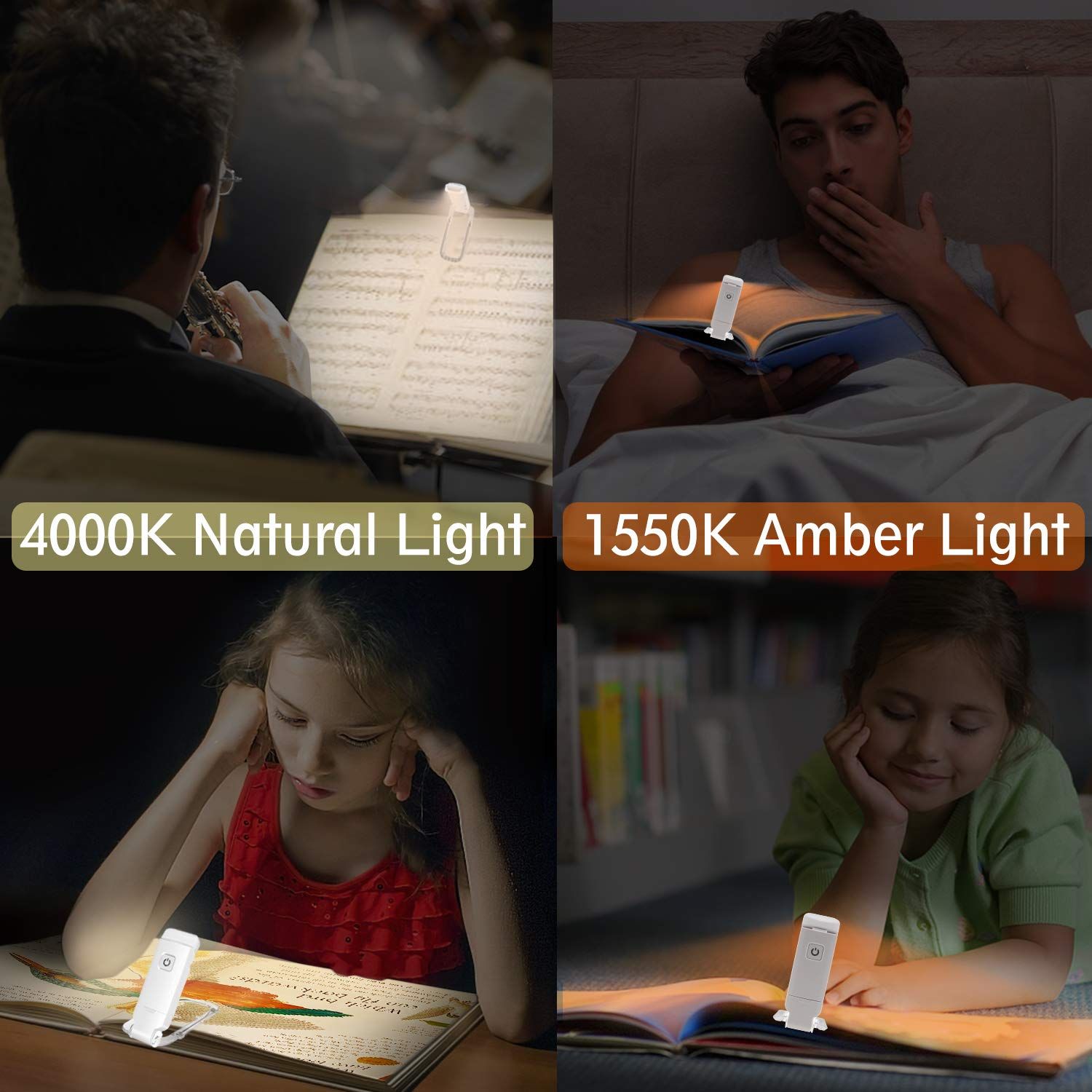 Book Reading Light, LED Clip on Book Lights, Reading Lights for Books in Bed view 4