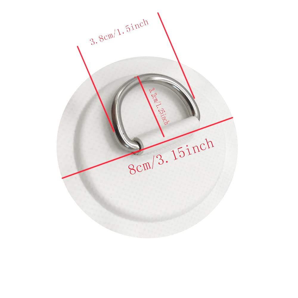 4 Pieces Pad/Patch D Rings for PVC Inflatable Boat Canoe Raft Stainless Steel view 2