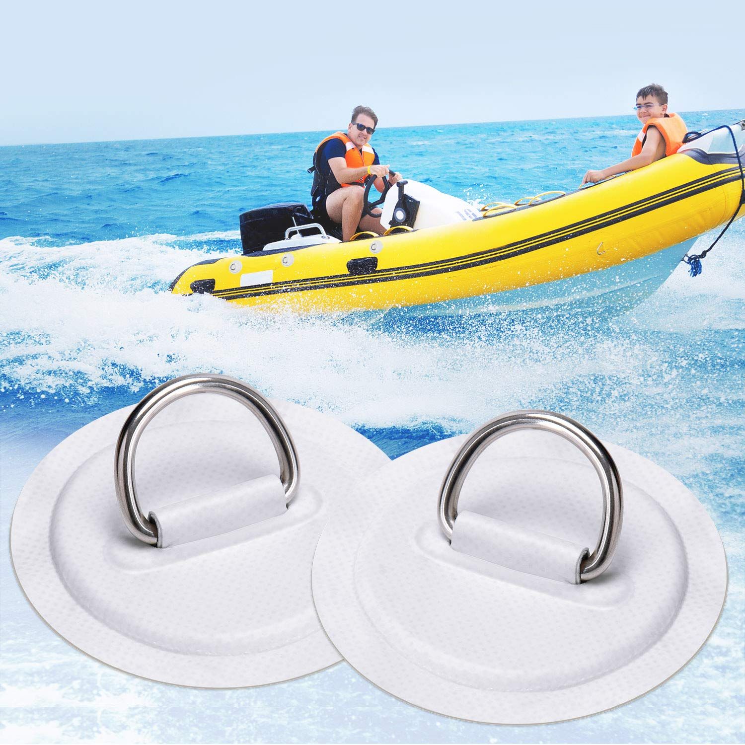 4 Pieces Pad/Patch D Rings for PVC Inflatable Boat Canoe Raft Stainless Steel view 3